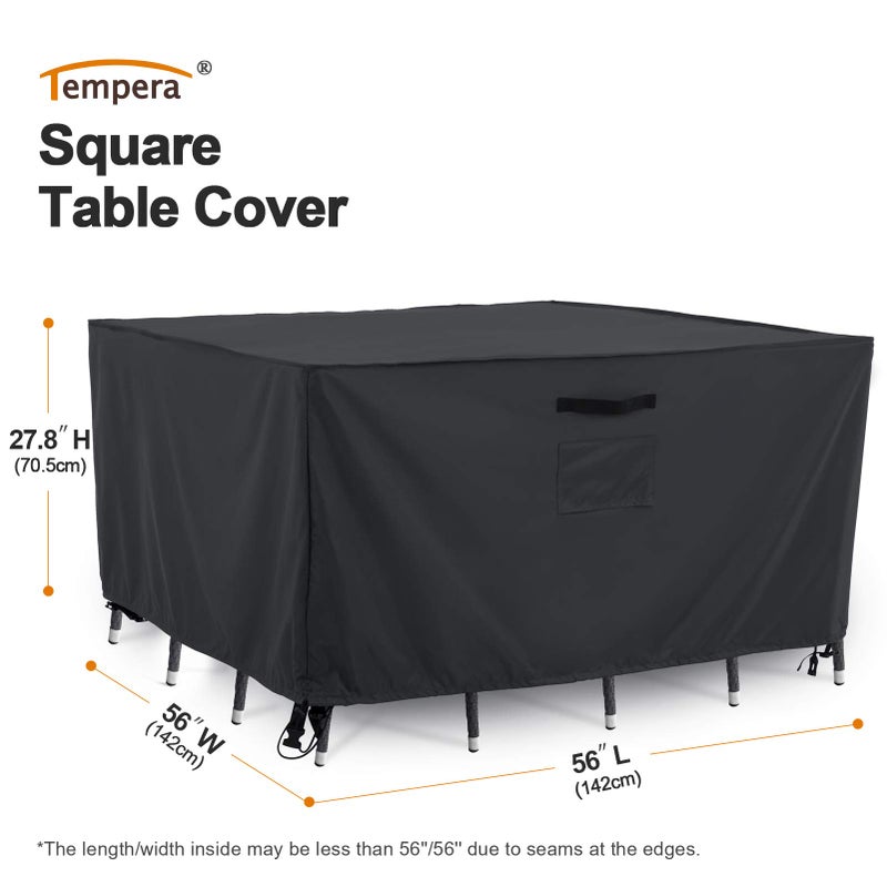 Tempera Outdoor Dining Set Cover for Outside Table and Chairs, Square Patio Table Covers for Outdoor Furniture, Anti-Fading, Windproof, 56''L x 56''W x 27.8''H, Grey - Image 1